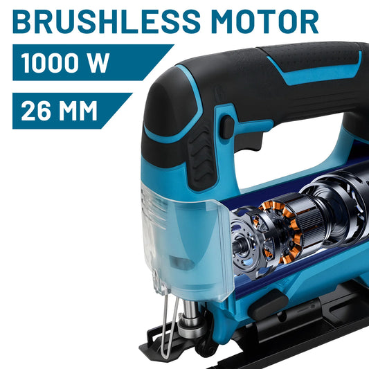 GISAM 26mm Cordless Electric Jigsaw - Portable Multi-Function Wood Cutting Saw (Tool Only - Makita 18V Battery Compatible)