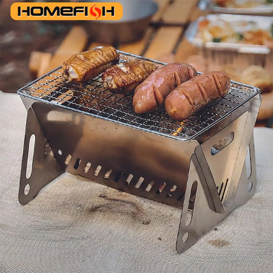 CampMaster Multi-Function Stainless Steel BBQ Grill & Firewood Stove – Portable Outdoor Grill Rack for Camping, Picnics & Tailgating