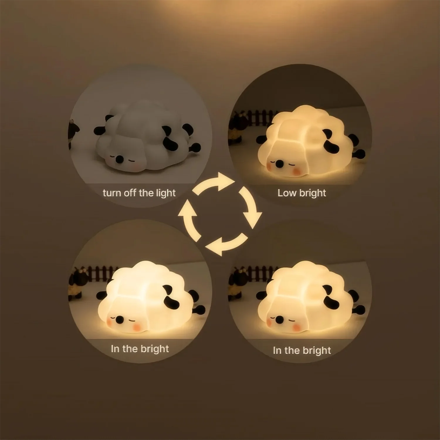 Cute LED Night Light - Panda, Sheep & Rabbit Silicone Nightlights with Timer
