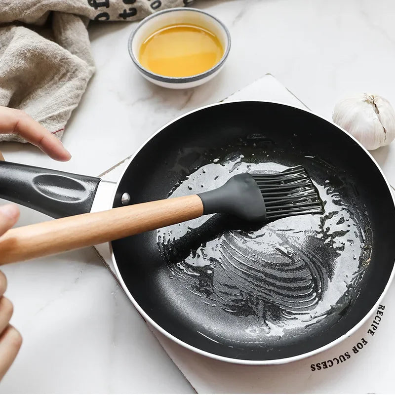 12-Piece Premium Silicone Kitchen Utensil Set - Non-Stick Cookware Tools with Wooden Handles