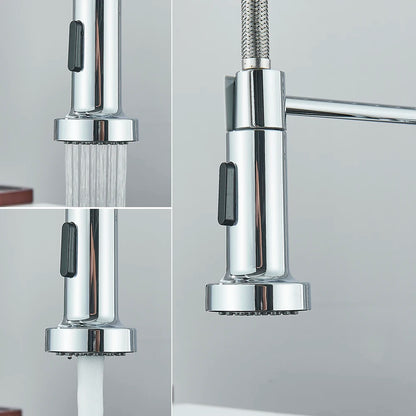 Premium Single Handle Kitchen Faucet with Pull-Out Sprayer - Rotatable Deck Mount Hot & Cold Water Mixer