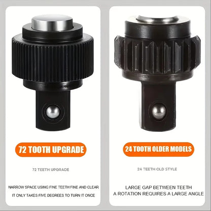 Professional Multi-Drive Retractable Ratchet - 1/4", 3/8" & 1/2" Drive with 72-Tooth Precision