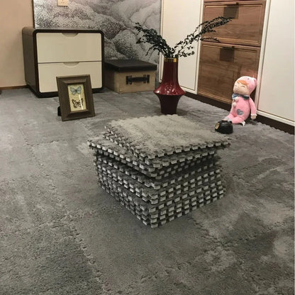 30x30cm Plush Puzzle Foam Floor Mat - Interlocking Carpet Tiles
