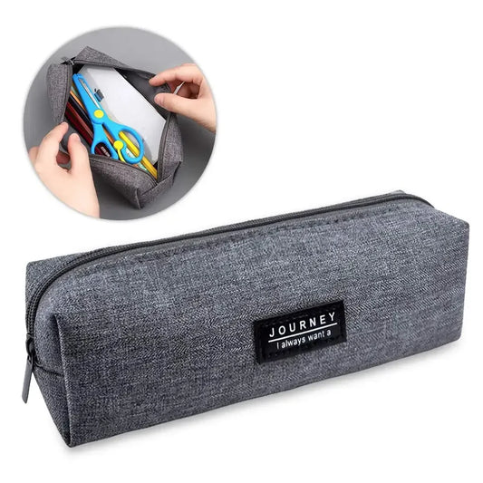 Campus Essentials Canvas Pencil Case – Compact Zipper Organizer for School Supplies