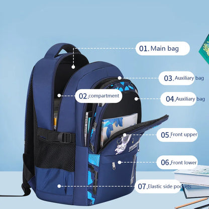 Astronaut Adventure Kids Backpack – Waterproof School Bag for Boys (Small & Large Sizes)