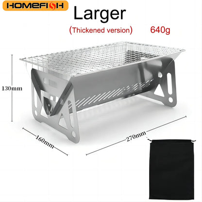 CampMaster Multi-Function Stainless Steel BBQ Grill & Firewood Stove – Portable Outdoor Grill Rack for Camping, Picnics & Tailgating