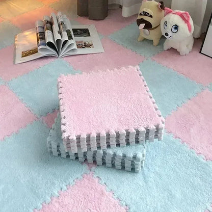 30x30cm Plush Puzzle Foam Floor Mat - Interlocking Carpet Tiles