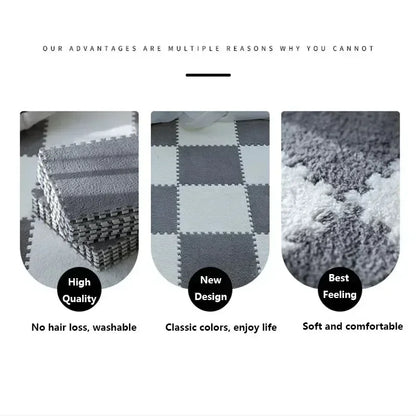 30x30cm Plush Puzzle Foam Floor Mat - Interlocking Carpet Tiles