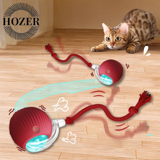 Smart Interactive Cat Ball Toys (2-Pack) - Automatic Rolling Motion with Faux Tail, Rechargeable Electric Pet Training Toy