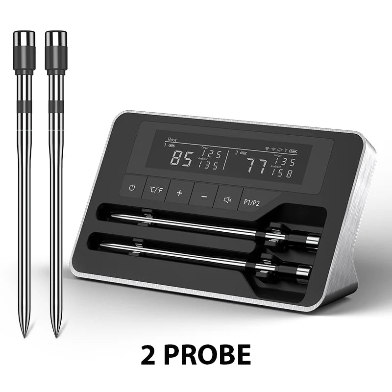 GrillSmart Bluetooth Wireless Meat Thermometer – Digital Probe with App, LCD Display for Oven, Smoker & BBQ