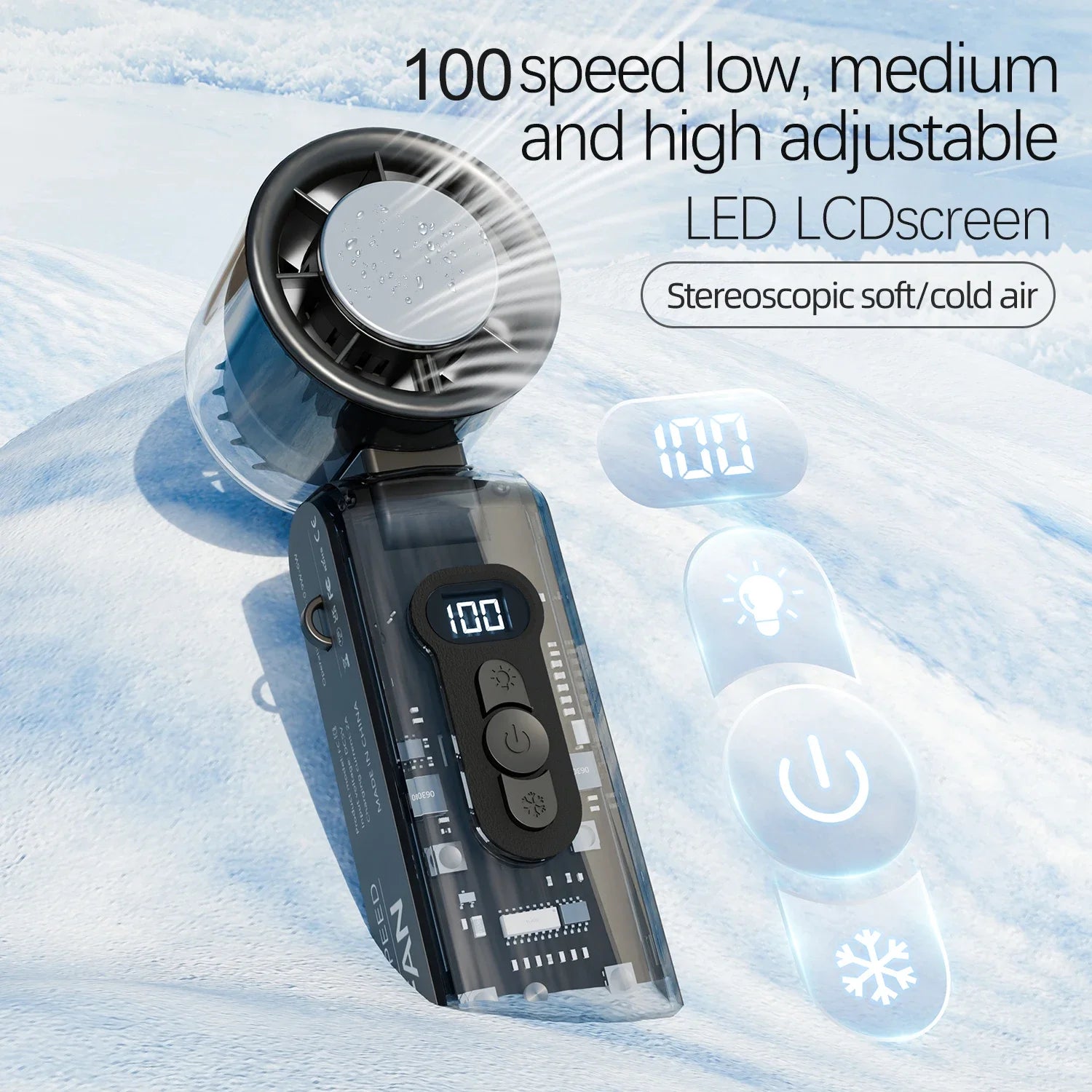 Arctic Breeze Portable Cooling Fan - USB Rechargeable Handheld Air Conditioner with Semiconductor Technology