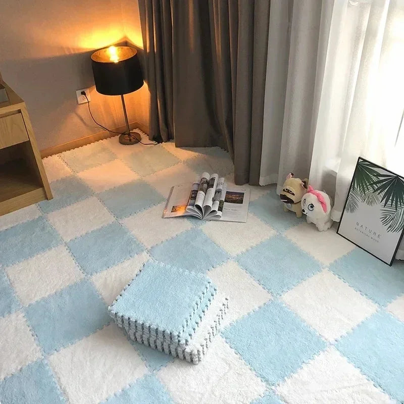 30x30cm Plush Puzzle Foam Floor Mat - Interlocking Carpet Tiles