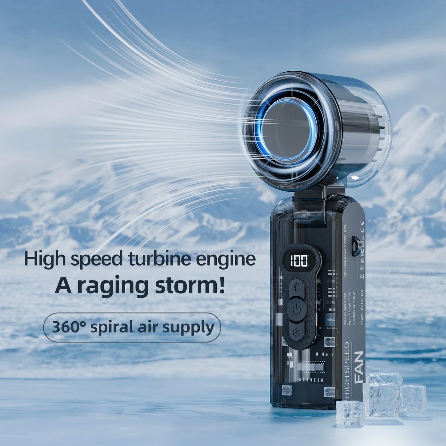 Arctic Breeze Portable Cooling Fan - USB Rechargeable Handheld Air Conditioner with Semiconductor Technology