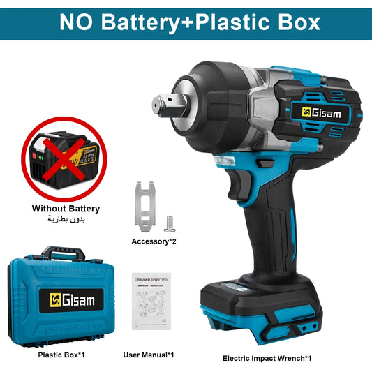 GISAM 2800N.m Ultra High-Torque Brushless Impact Wrench - 1/2" Drive Cordless Power Tool (Tool Only - Makita 18V Battery Compatible)