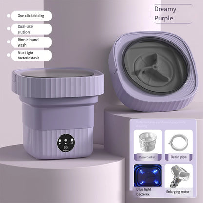 6L/11L Folding Portable Washing Machine with Spin Dryer – Mini Ultrasonic Washer for Clothes, Underwear, and Socks | Travel & Home Use | 110V/220V