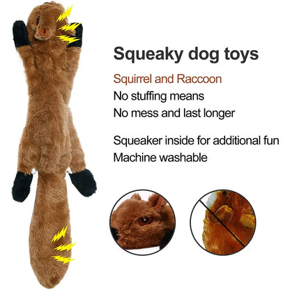 Premium Stuffing-Free Dog Toy with Multi-Squeakers - Durable Plush Animal Design with Crinkle Sound, Interactive Squeaky Chew Toy for Dogs