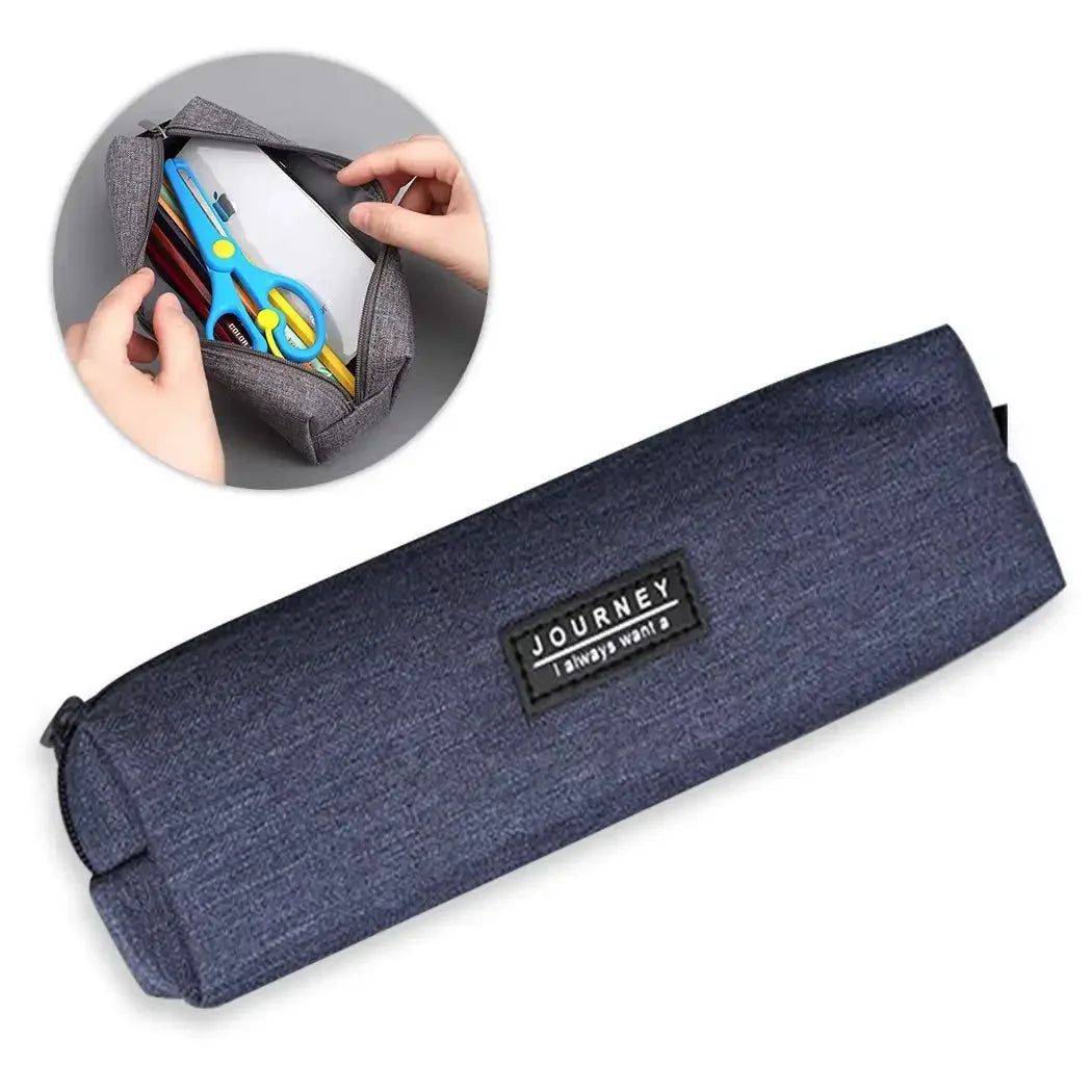 Campus Essentials Canvas Pencil Case – Compact Zipper Organizer for School Supplies