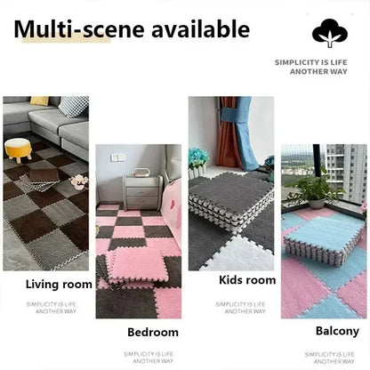 30x30cm Plush Puzzle Foam Floor Mat - Interlocking Carpet Tiles
