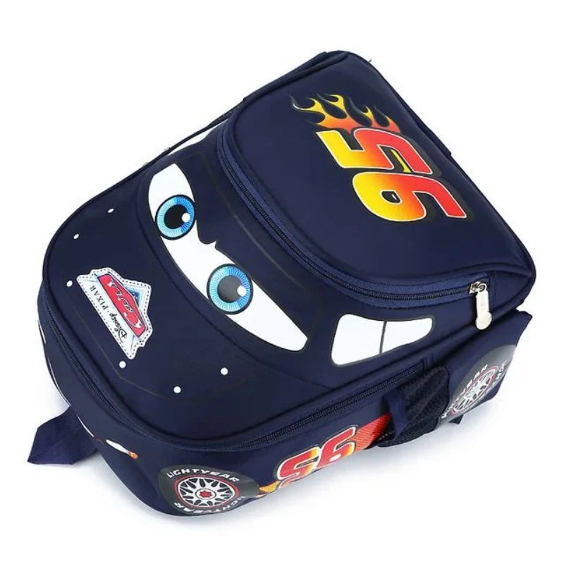 3D Cartoon Car-Shaped Kids Backpack – Large Capacity Kindergarten Schoolbag for Boys & Girls