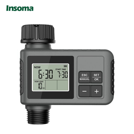Insoma Smart Irrigation Timer - IPX7 Waterproof Automatic Garden Watering System with LCD Display Programming