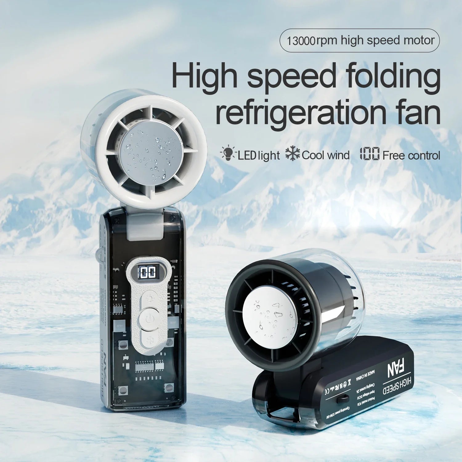 Arctic Breeze Portable Cooling Fan - USB Rechargeable Handheld Air Conditioner with Semiconductor Technology