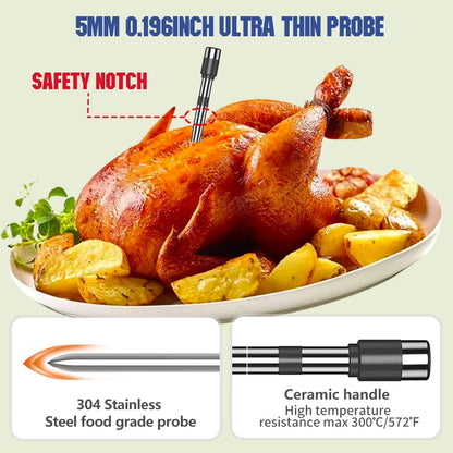 GrillSmart Bluetooth Wireless Meat Thermometer – Digital Probe with App, LCD Display for Oven, Smoker & BBQ