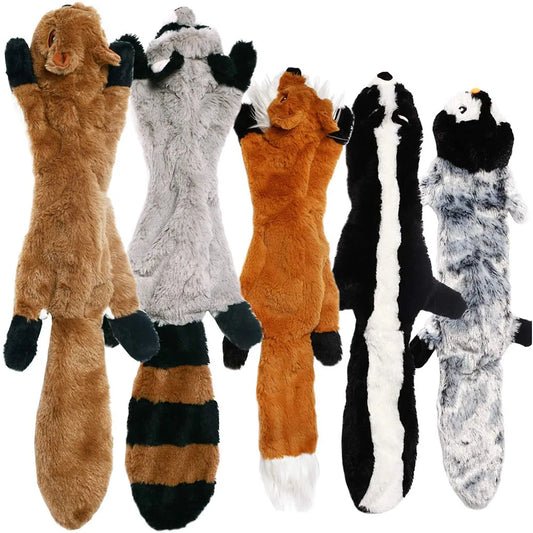 Premium Stuffing-Free Dog Toy with Multi-Squeakers - Durable Plush Animal Design with Crinkle Sound, Interactive Squeaky Chew Toy for Dogs