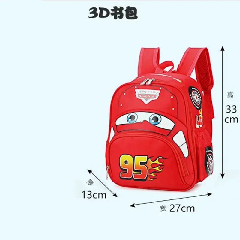 3D Cartoon Car-Shaped Kids Backpack – Large Capacity Kindergarten Schoolbag for Boys & Girls