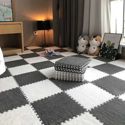30x30cm Plush Puzzle Foam Floor Mat - Interlocking Carpet Tiles