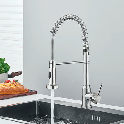 Premium Single Handle Kitchen Faucet with Pull-Out Sprayer - Rotatable Deck Mount Hot & Cold Water Mixer