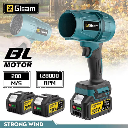 Gisam 200M/S Brushless Turbo Electric Blower - Professional Handheld Jet Fan & Car Dryer (Compatible with Makita 18V Battery)
