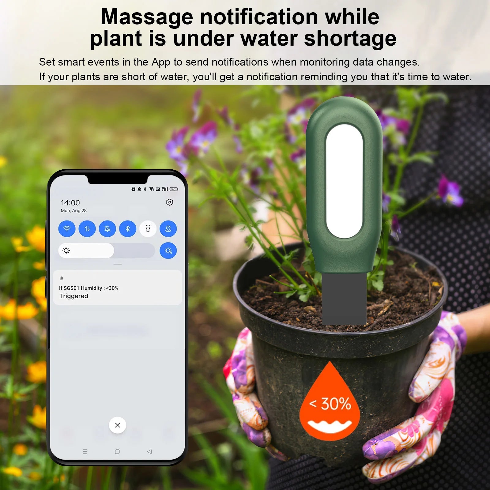 Haozee Smart Zigbee Soil Monitor - WiFi Plant Care System with Temperature & Humidity Detection for Garden Automation