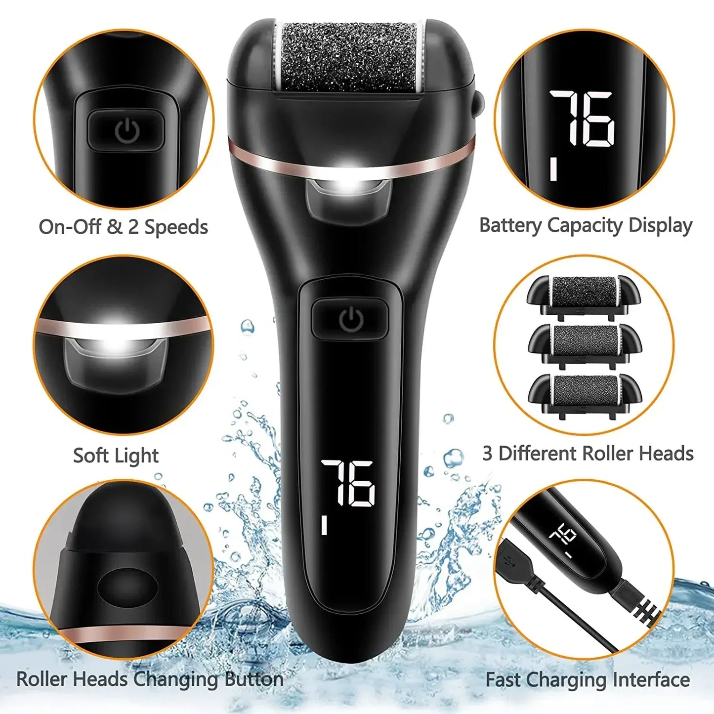 Rechargeable Electric Foot File Callus Remover Machine Pedicure Device Foot Care Tools Feet for Heels Remove Dead Hard Skin