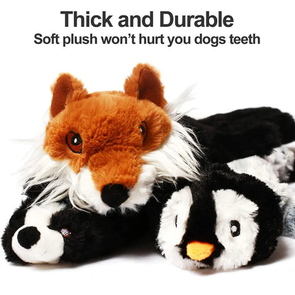 Premium Stuffing-Free Dog Toy with Multi-Squeakers - Durable Plush Animal Design with Crinkle Sound, Interactive Squeaky Chew Toy for Dogs