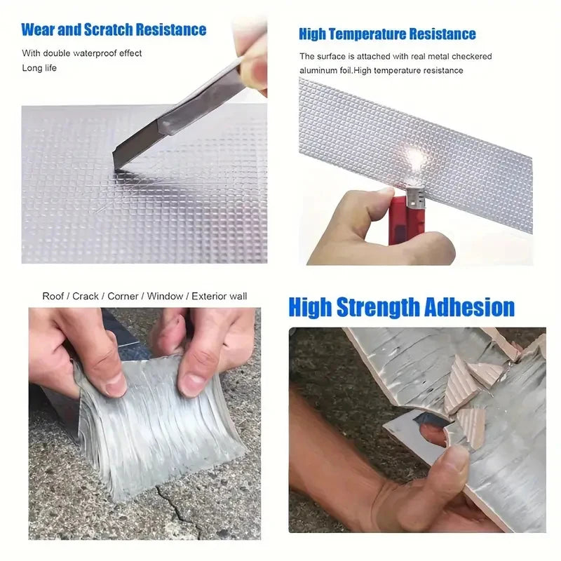 Professional Butyl Tape Roof Leak Repair Kit - Self-Adhesive Aluminum Foil Waterproof Membrane for Steel Tile Cracks & All Weather Protection