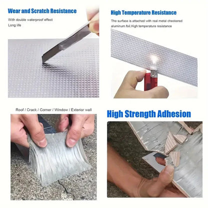 Professional Butyl Tape Roof Leak Repair Kit - Self-Adhesive Aluminum Foil Waterproof Membrane for Steel Tile Cracks & All Weather Protection