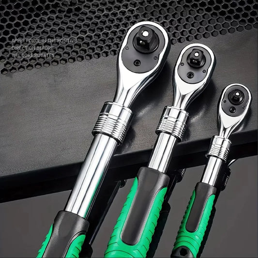 Professional Multi-Drive Retractable Ratchet - 1/4", 3/8" & 1/2" Drive with 72-Tooth Precision