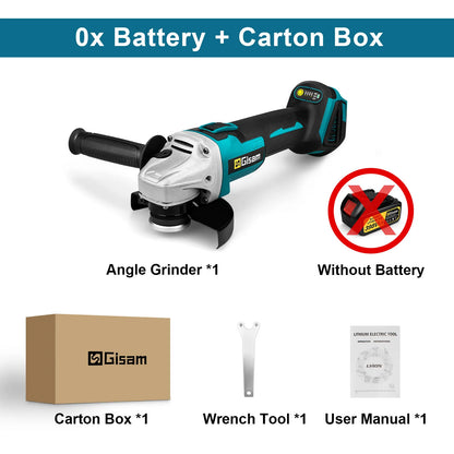 GISAM 125mm Brushless Cordless Angle Grinder - M14 Thread Cutting Machine (Tool Only - Makita 18V Battery Compatible)