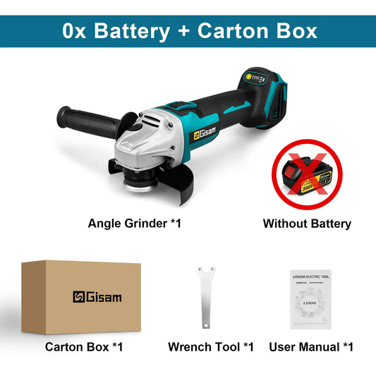GISAM 125mm Brushless Cordless Angle Grinder - M14 Thread Cutting Machine (Tool Only - Makita 18V Battery Compatible)