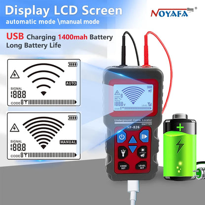 Noyafa NF-826 Professional Underground Cable Tracker - Anti-Interference Wire Locator & Pipe Detector