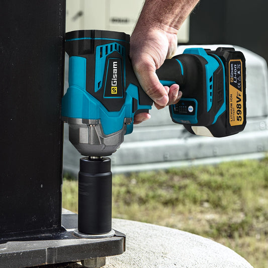 Gisam 1200N.m High-Torque Brushless Impact Wrench - 1/2" Drive Cordless Power Tool (Tool Only - Makita 18V Battery Compatible)
