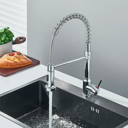 Premium Single Handle Kitchen Faucet with Pull-Out Sprayer - Rotatable Deck Mount Hot & Cold Water Mixer