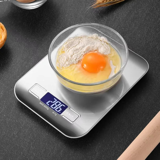 Professional Digital Kitchen Scale 5kg Capacity - Waterproof Stainless Steel Food Scale with LCD Display, High-Precision 1g Accuracy for Cooking & Baking