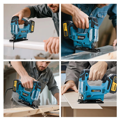GISAM 26mm Cordless Electric Jigsaw - Portable Multi-Function Wood Cutting Saw (Tool Only - Makita 18V Battery Compatible)