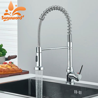 Premium Single Handle Kitchen Faucet with Pull-Out Sprayer - Rotatable Deck Mount Hot & Cold Water Mixer