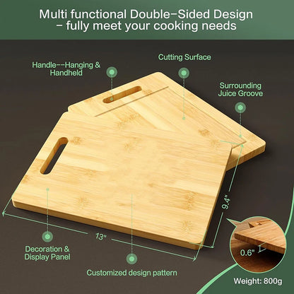 Premium Bamboo Wooden Cutting Board - Thickened Kitchen Chopping Board for Meat, Vegetables & Fruit Preparation