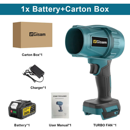 Gisam 200M/S Brushless Turbo Electric Blower - Professional Handheld Jet Fan & Car Dryer (Compatible with Makita 18V Battery)
