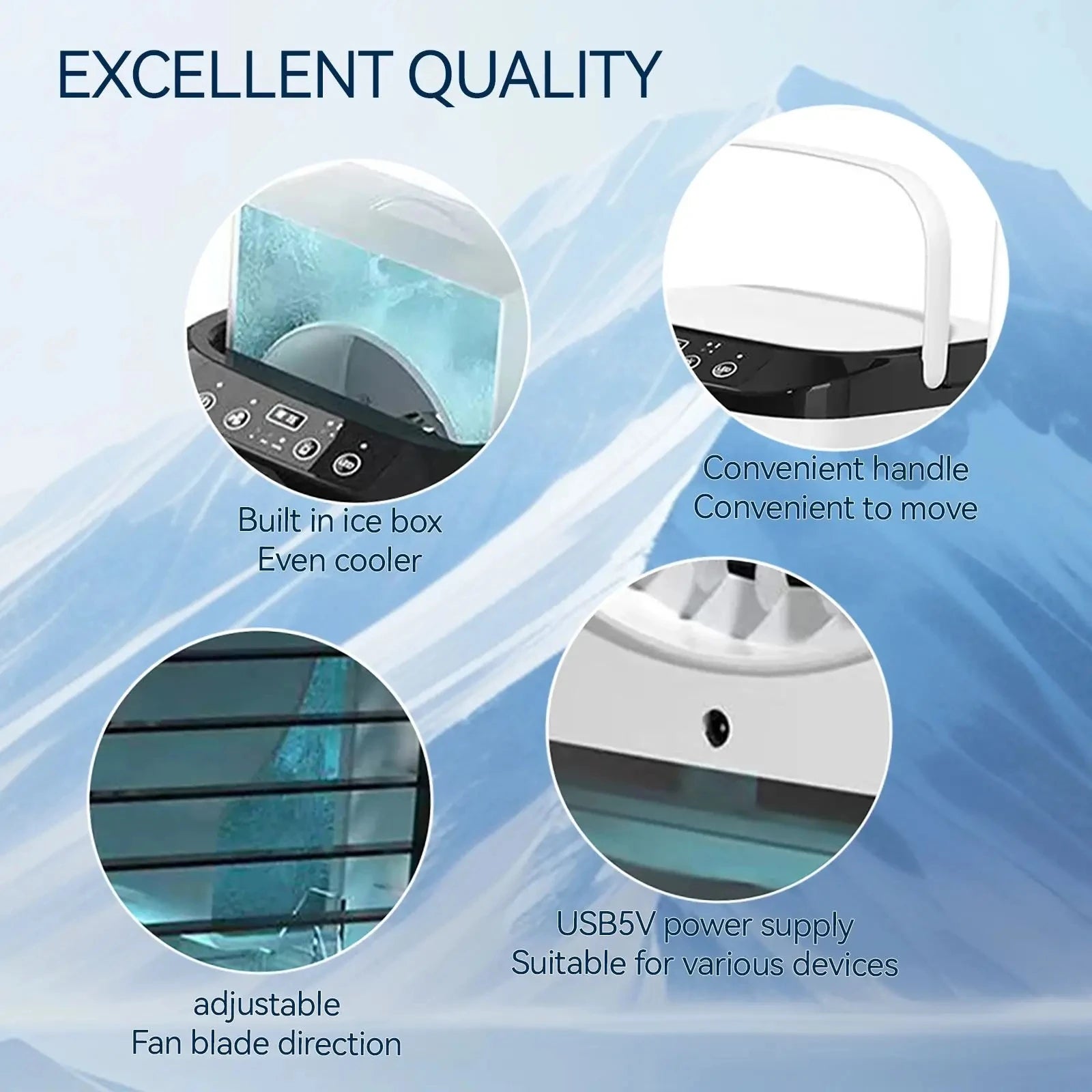 Portable 3-Speed Mini Air Conditioner – 900ML Air Cooler & Humidifier Fan for Bedroom and Office