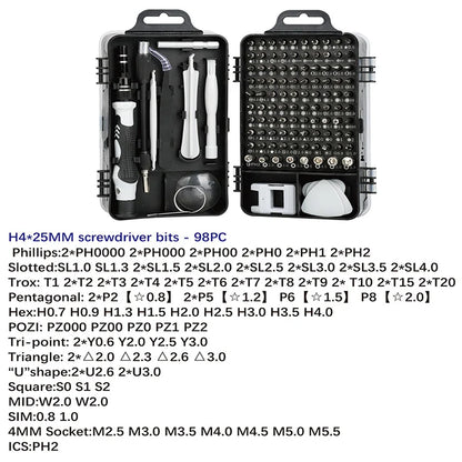 115-in-1 Precision Magnetic Screwdriver Set - Multi-Tool Kit with 98 Bits for Computer & Phone Repair
