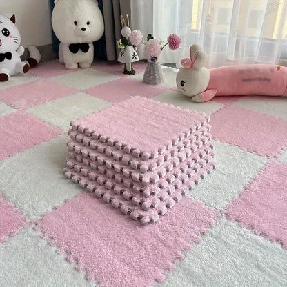 30x30cm Plush Puzzle Foam Floor Mat - Interlocking Carpet Tiles